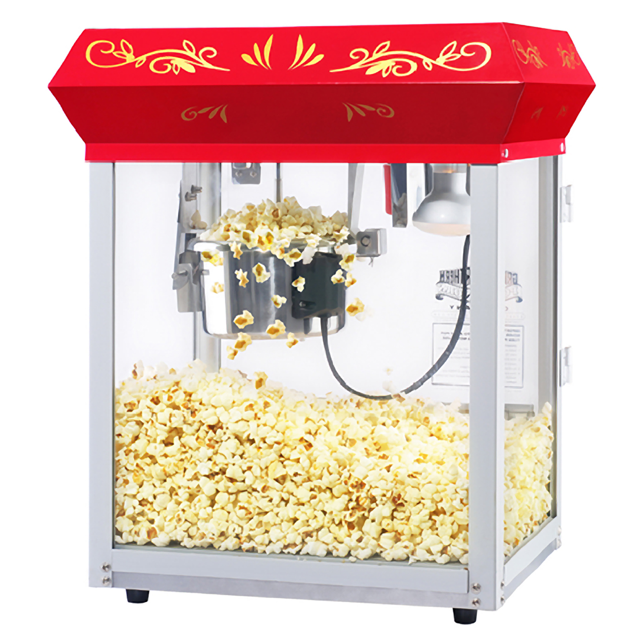 Great Northern Popcorn Red Foundation Popcorn Popper Machine Cart, 4